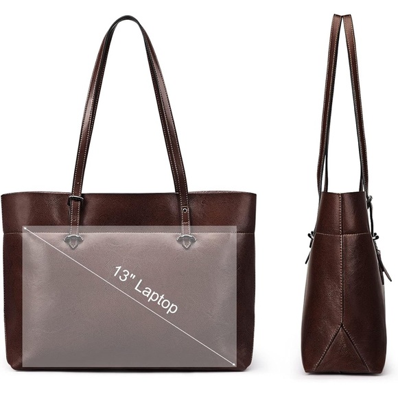 🆕 Dark Brown Genuine Leather Tote Shoulder Bag 🆕 - Picture 8 of 10